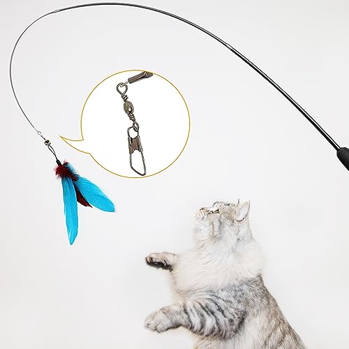 DONGKER Cat Teaser Wand,Retractable Kitten Fishing Pole Toy for Cat Kitten Reduce Boredom(Not Include Replacement)