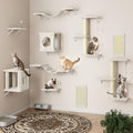 10 Pcs Cat Wall Shelves for Large Cats, Floating Climber with Scratcher - color: Beige, size: 10Pcs