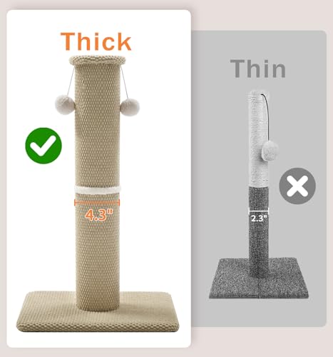 Made4Pets Tall Cat Scratching Post, Carpet Scratcher for Indoor Cats, 33" - color: Beige, size: 33"