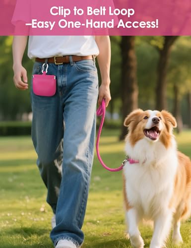 1 Cup Silicone Dog Training Treat Pouch (Hot Pink) - color: Hot Pink