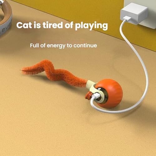 Interactive Cat Toys for Indoor Cats,Automatic Moving Kitten Toys,Cat Balls - color: 1 Blue +1 Orange