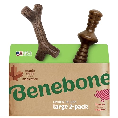 Benebone 2-Pack Maplestick/Zaggler Durable Dog Chew Toys, Dog Bones, Large - size: Large, style: Maplestick/Zaggler