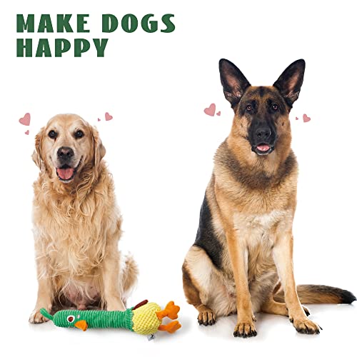 Nocciola 2 in 1 Easter Duck Dog Toy with a Large Rubber Squeaker - Tough Durable Stuffed Squeaky Crinkle Chew Toys for Aggressive Chewers, Medium and Large Breeds - color: Green Duck