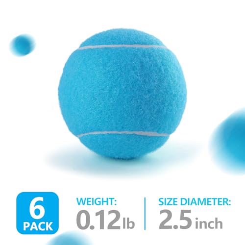 PHOEPET 6-Pack Tennis Balls for Beginner Training Practice- Bulk Dog Balls - color: Blue-6 Pack, size: Medium 2.5"- 6 Pack