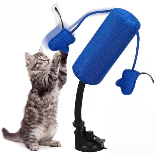 1 Pcs Cat Punch Bag Toy Suction Cup Base Catnip,Blue - color: Blue