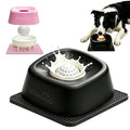 Slow Feeder Dog Bowl for Liquid & Wet Food with Rolling Ball - color: Black+White Ball