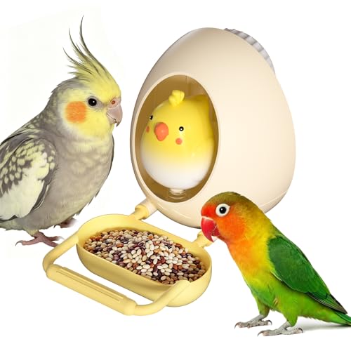 2-in-1 Bird Feeder&Chewing Toys,Parakeet Toys,Parrot Feeding Bowls Cups - color: Yellow