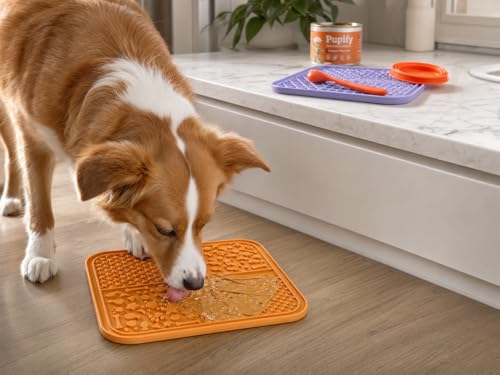 2 Pack Dog Lick Mats with Lid and Spatula, Silicone Slow Feeder Mats