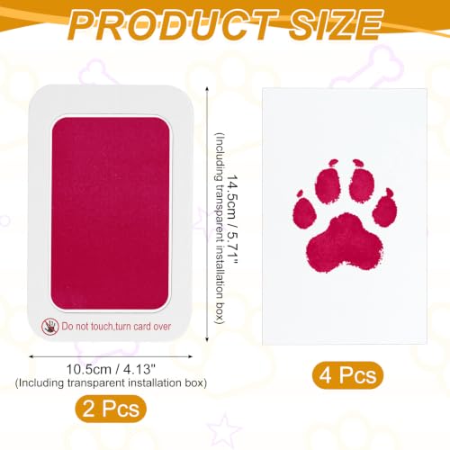 2 Set Paw Print Kit 5.7"x4.1" Paw Print Impression Rose Red - color: Rose Red