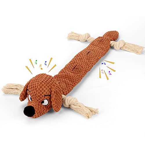 Letsmeet Dog Toys,Squeaky Dog Chew Toy with Crinkle Paper,Interactive Tough Plush Rope Toys for Small Medium Large Dogs with Gift Boxes - style: Dog