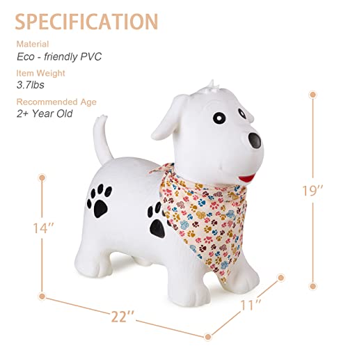 INPANY Bouncy Dog Hopper for 2-5 Boys, Toy, Pump Included - color: White Dog