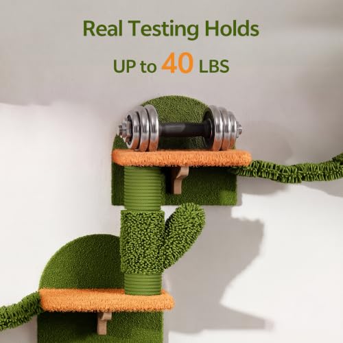 Cactus Floor to Ceiling Cat Tower, 17-in-1 Cat Wall Shelves, Green