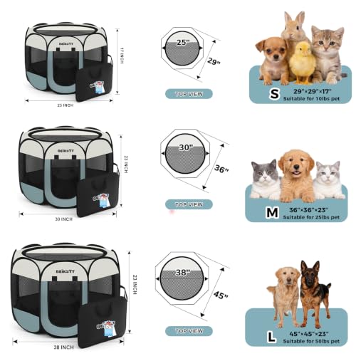 Dog Cat Playpen, Puppy Pet Crate Tent Cage, Home Enclosure Kennel - color: Grey, size: S(29"L x 29"W x 17"H)