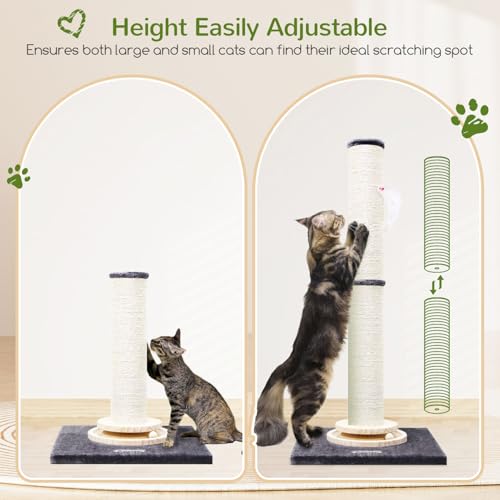 Globlazer 35in Tall 3.9-in Thick Cat Scratching Post for Adult Cats, SC35 - color: Dark Grey