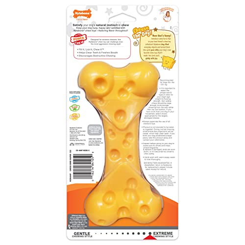 Nylabone Power Chew Cheese Bone Dog Chew Toy, Cheese Flavor, X-Large - color: Cheese, size: X-Large