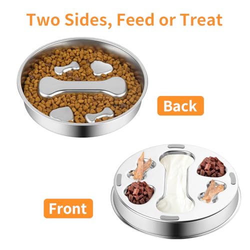 Novery Non-Slip Stainless Steel Slow Feeder Dog Bowl, 2-Cups