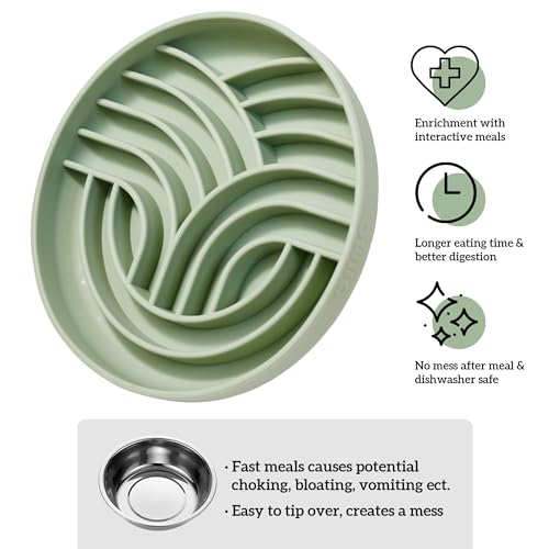 OHMO Slow Feeder Dog Bowl, 7.9" Lick Mat for Dogs, Tree of Life, Sage Green - color: Sage Green