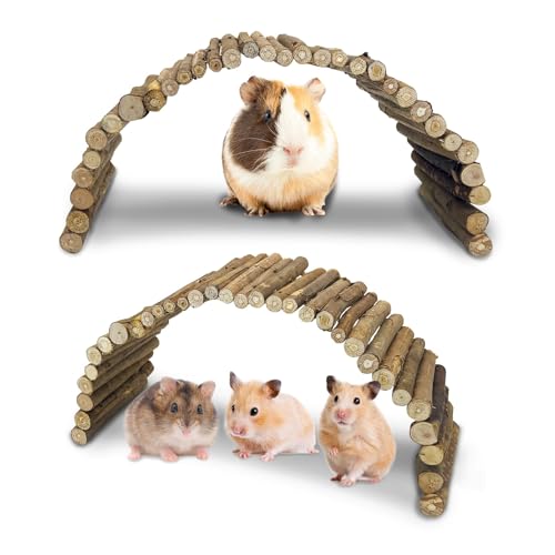 Hamiledyi Wooden Hamster Bridge Guinea Pig Tunnel Hideout Ramp Large Ladder - size: 19.7" L x 5.9" W
