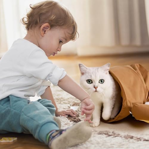 Spardar 2-in-1 Bunny Tunnel Bed, with Removable Mat Hideout, Khaki - color: Khaki