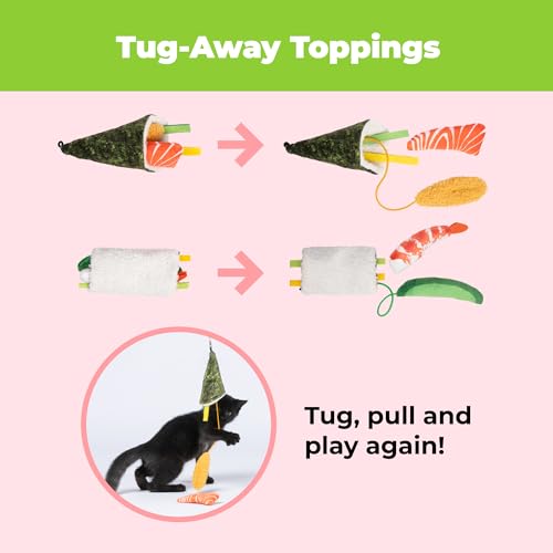 Best Pet Supplies Catify Interactive Cat Toy with Catnip - Sushi Rolls Set - color: Sushi Roll Multicolored
