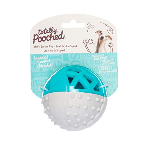 Messy Mutts Totally Pooched Catch n Squeak Ball, 3.5 Inch, Grey/Teal - color: Grey / Teal
