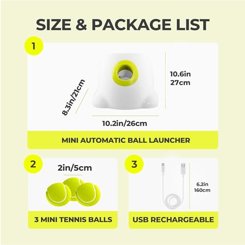 ALL FOR PAWS Automatic Dog Ball Launcher, Interactive Fetch Toy for Small to Medium Dogs, Pet Thrower Machine for Indoor & Outdoor Play, 3 Pcs 2-Inch Balls Included - size: 2-inch ball launcher