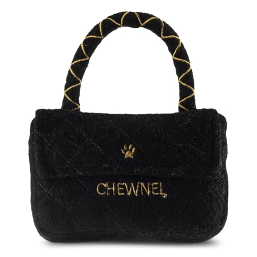 Dog Diggin Designs Chewnel Classique Plush Dog Toy Purse | Luxury-Inspired Parody Designer Handbag with Squeaker, Soft Plush Fashion Dog Toy – Haute Couture Purses & Handbags - color: Black Koko Classique Purse, size: One Size