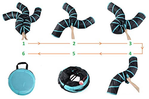 Cat Tunnels, Pet Ferret Rabbit Bunny Tunnels Tubes Subway Habitats, S-Style, DIY Cat Peekaboo Maze House Tent Bed, Kitten Interactive Toy (H Type Tubes) - size: H Type Tubes
