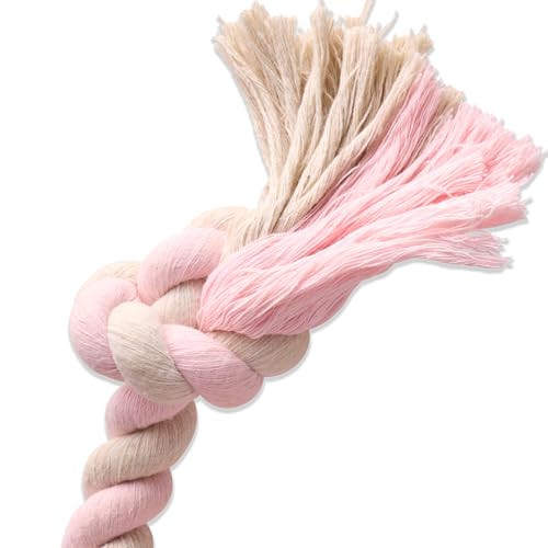 Pet Passion Natural Rubber Tire and Organic Cotton Rope Pull and Chew Dog Toy for All Pet Breeds, Blush, Large - color: Blush, size: Large