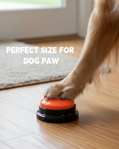Dog Talk Buttons Voice Recording Button for Communication and Pet Training 30-Second Record & Playback Talking Button for Study, Office, Family, and Kids (Orange, one) - color: Orange