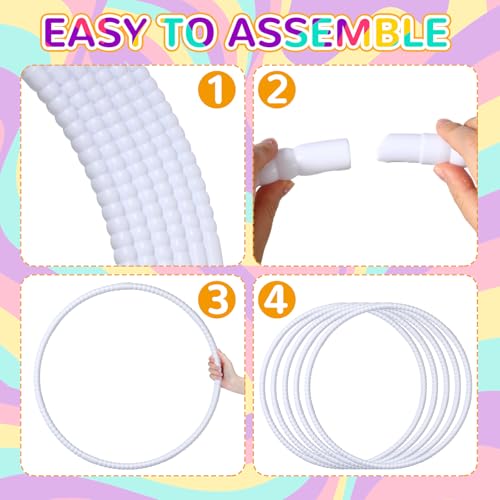 Shappy 6 Pcs Exercise Hoop Set Detachable Adjustable - color: White, size: 20 Inch