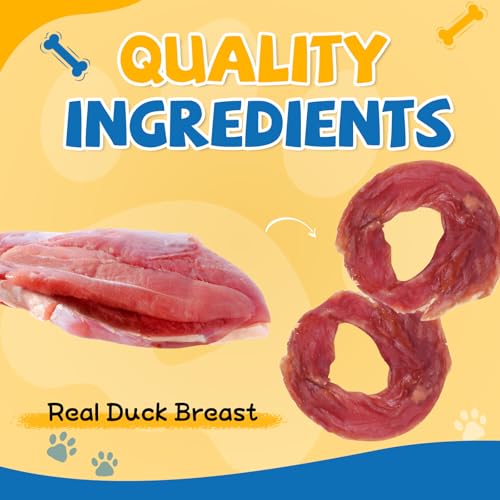 gazeupon Dog Treats Duck Jerky Rings, Rawhide Free Dog Chews