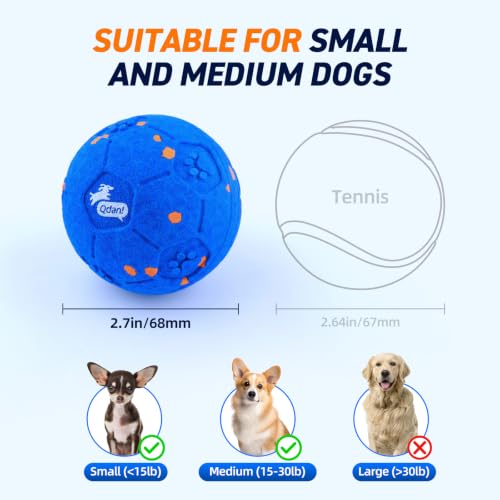 QDAN Interactive Dog Toys, Automatic Moving Dog Balls with 3 Modes, 2.7Inch - color: Blue