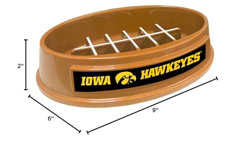 NCAA Super-Bowl - Iowa Hawkeyes Slow Feeder Dog Bowl. Football Design Slow Feeding Cat Bowl for Healthy Digestion. Non-Slip Pet Bowl for Large & Small Dogs & Cats - color: Iowa Hawkeyes