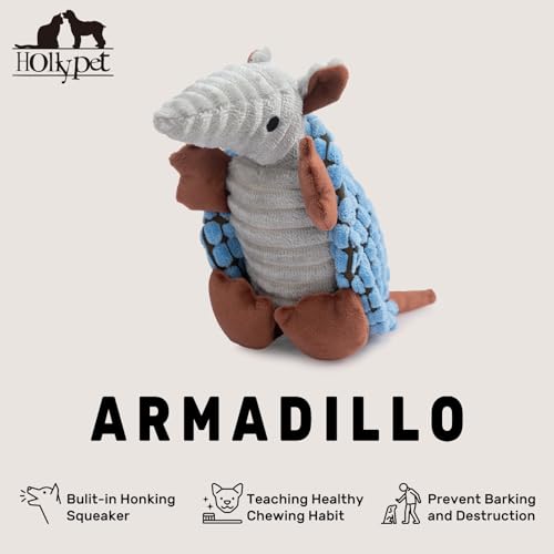 Hollypet Armadillo Squeaky Puppy Dog Toys for Small Medium Dogs, 8" - color: Sea Foam, size: 8 IN