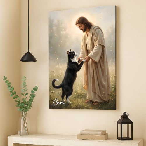 KiKiLuna Personalized Jesus and Pet Memorial Canvas Wall Art - color: Design06