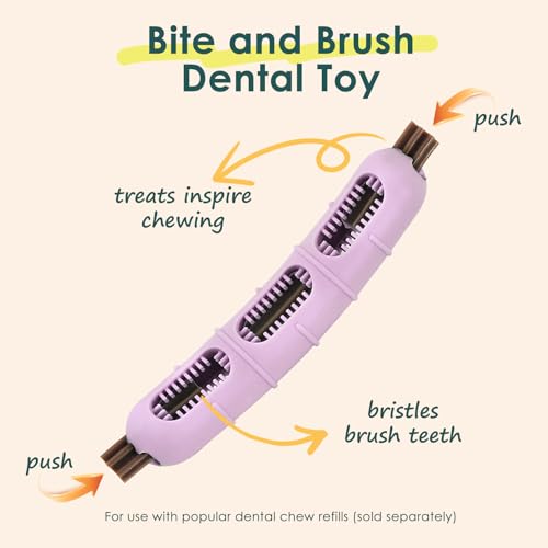 Bite & Brush Puppy Teething Chew Toy with Bristles for Small/Medium Dogs - color: Pink