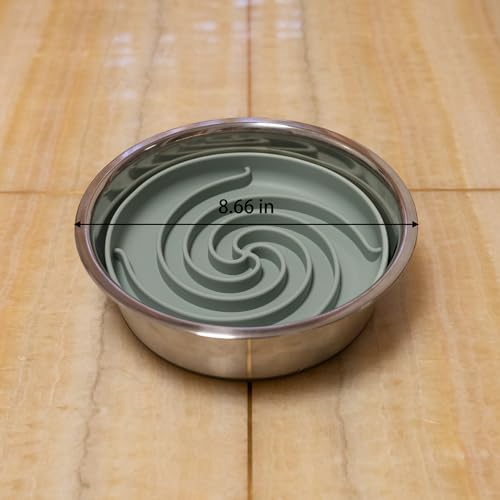 Bifeaw Slow Feeder Dog Bowls, Dishwasher Microwave Safe Silicone Puppy Puzzle Bowl with Non-Slip Design for Eating (Grey Green) - color: Grey-green