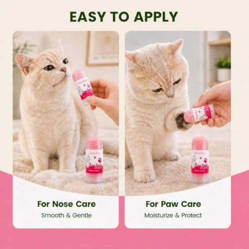 Cat Paw Balm, Lick-Safe Moisturizer for Dry Paws & Nose,1.41 oz - color: pink