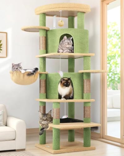 Globlazer 66in Cactus Corner Cat Tree for Indoor Large Cats, C66, Green - color: Cactus Green, size: 66inch