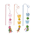 Cat Wand Toys, 3 PCS Vibrant Cat Teaser Wands with Butterfly, Pompom - Elastic Cord Feather Wands Cute Interactive Kitten Toy