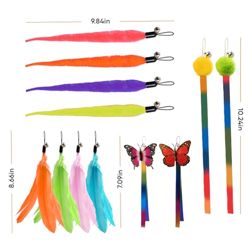 Cat Toys for Indoor Cats, 13 Packs Interactive Cat Wand Toy Set with Feather＆Ribbon Refills, Feather Toys for Exercise, Playtime and Boredom Relief with Kitten - size: 13 Packs B