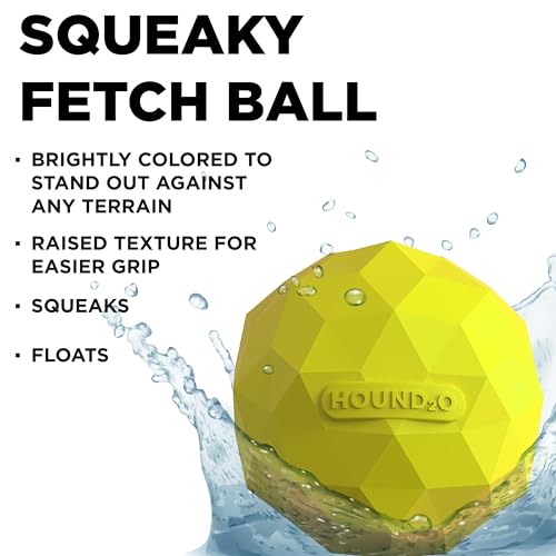 Playology Hound2O Squeaky Fetch Ball - Floating Outdoor Dog Toy - Yellow