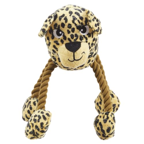 Outward Hound Tuggy Buddyz Leopard Squeaky Rope Dog Toy - color: Brown