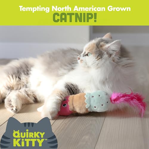 Quirky Kitty Ice Cream Kicker Catnip Crinkle Feather Soft Plush Cat Toy | Large Kicker Cat Toy for Bunny Kicks, Pouncing & Batting | Interactive Catnip Toy for Active Play - size: Pack of 1, style: Ice Cream Kicker