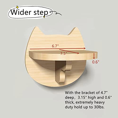SHENGOCASE 5-Pack Natural Wood Wall Mounted Cat Steps - size: A