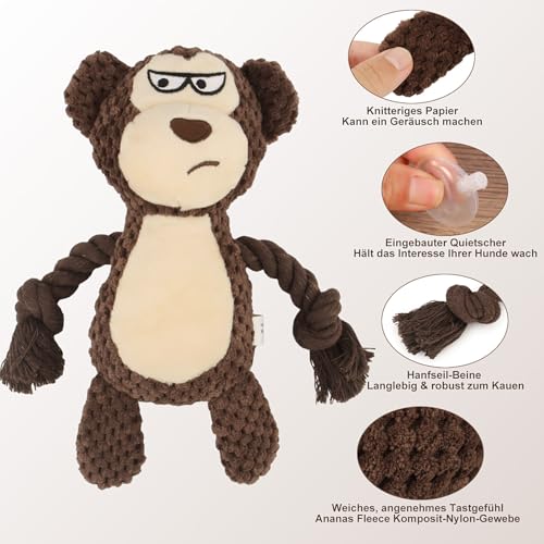 Dog Toys, Dog Squeaker Toys with Crinkle Paper (Brown Monkey) - color: Brown Monkey