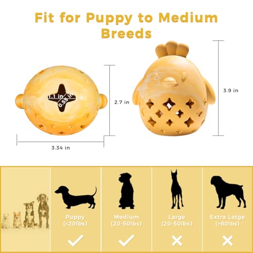 MewaJump Dog Toy Treat Food Dispenser Puzzle Rubber Chew Toys Stuffed Ball - color: yellow hen