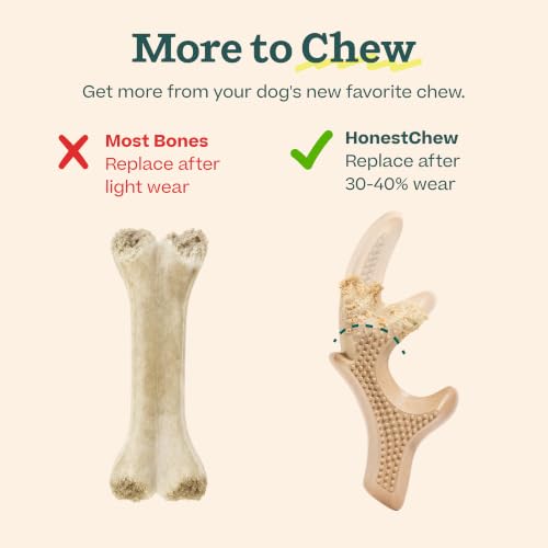 WOOF HonestChew Antler Dog Chew Toy for Dogs 60 lbs & Up - color: Antler, size: Large