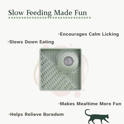 PEDAY Nonslip Silicone Cat Lick Mat Slow Feeder with Rolling Ball